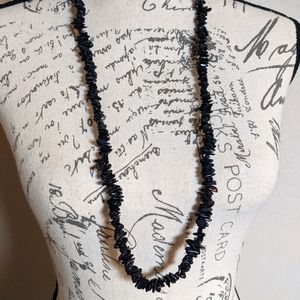 Obsidian Style Triangular Polished Stones Long Necklace NWT 34"